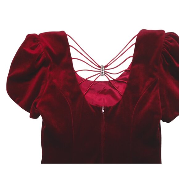 ❤️ Vintage Red Velvet Skater Dress ❤️ - Picture 9 of 13